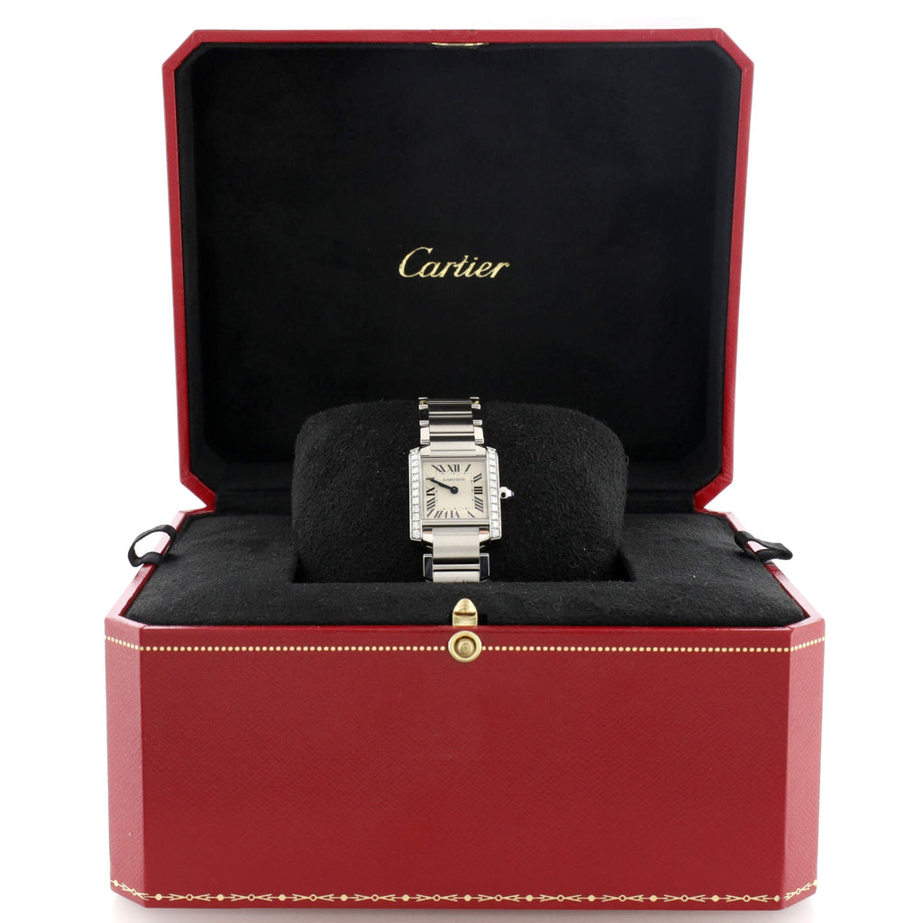 Tank Francaise Quartz Watch Stainless Steel with Diamond Bezel 20