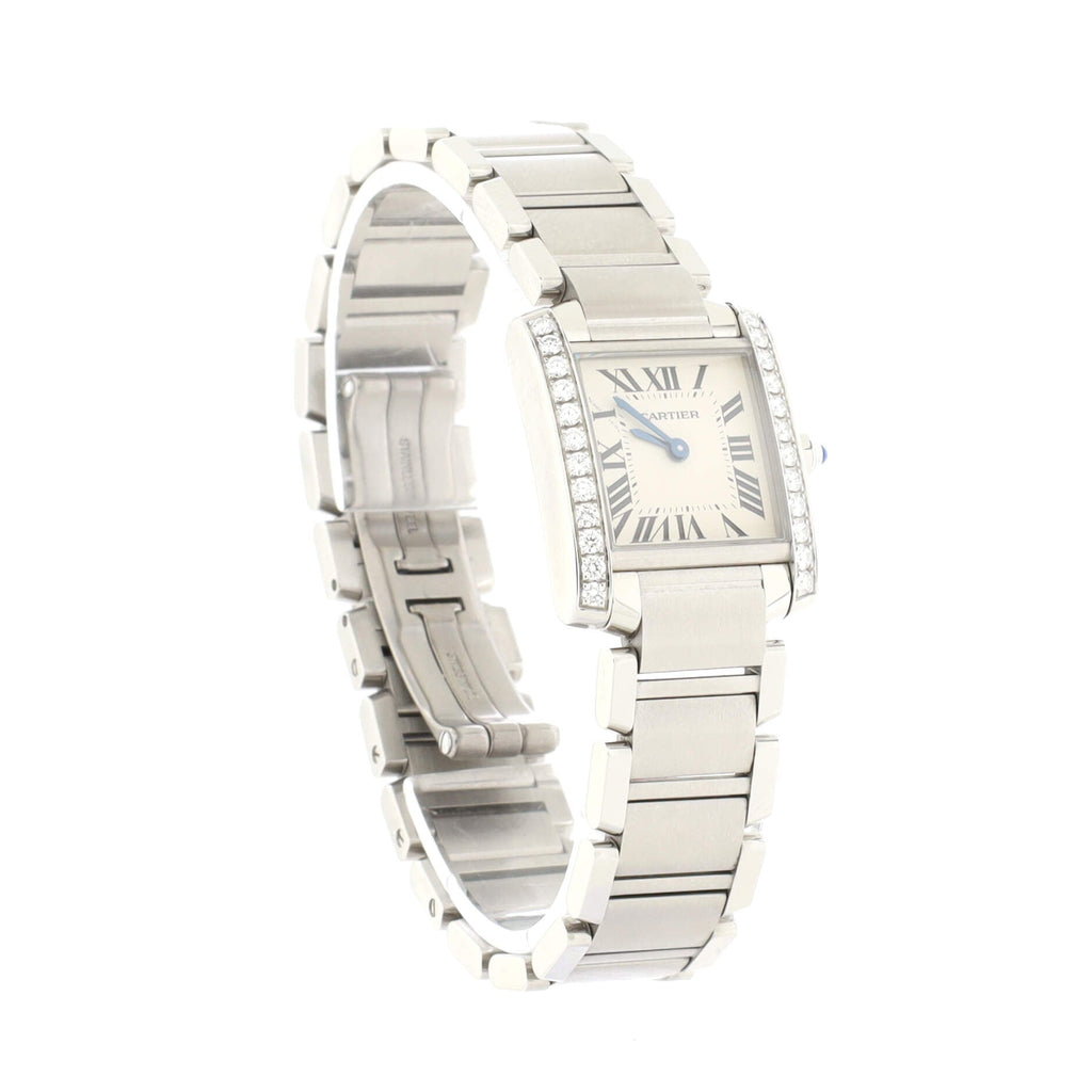 Tank Francaise Quartz Watch Stainless Steel with Diamond Bezel 20