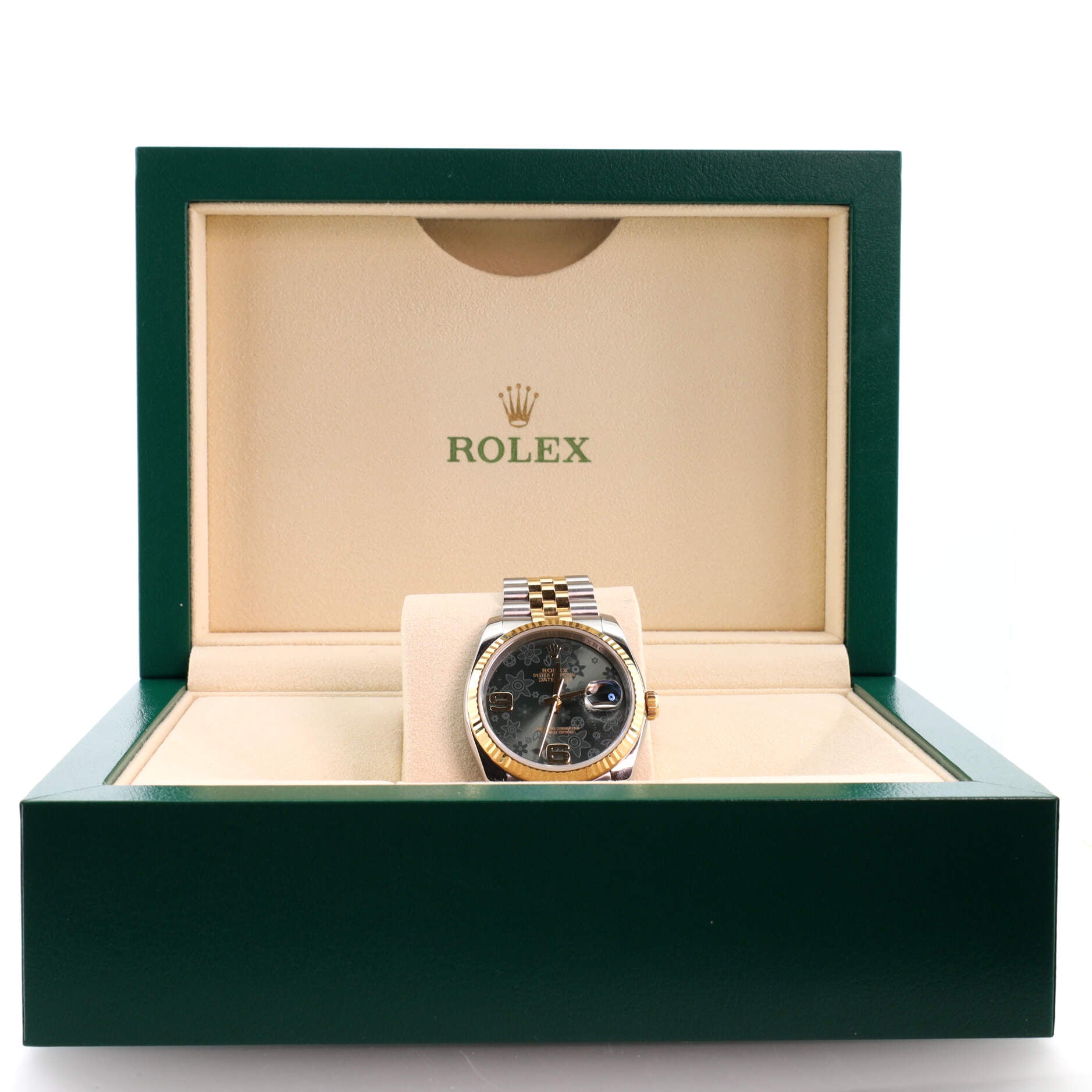 Oyster Perpetual Datejust Automatic Watch Stainless Steel and Yellow Gold with Flower Dial 36