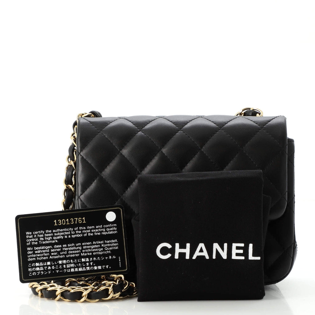 Square Classic Single Flap Bag Quilted Lambskin Mini
