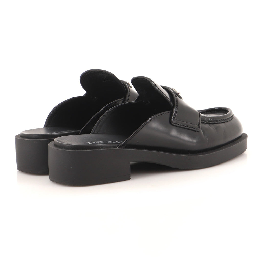 Women's Triangle Logo Loafers Spazzolato Leather