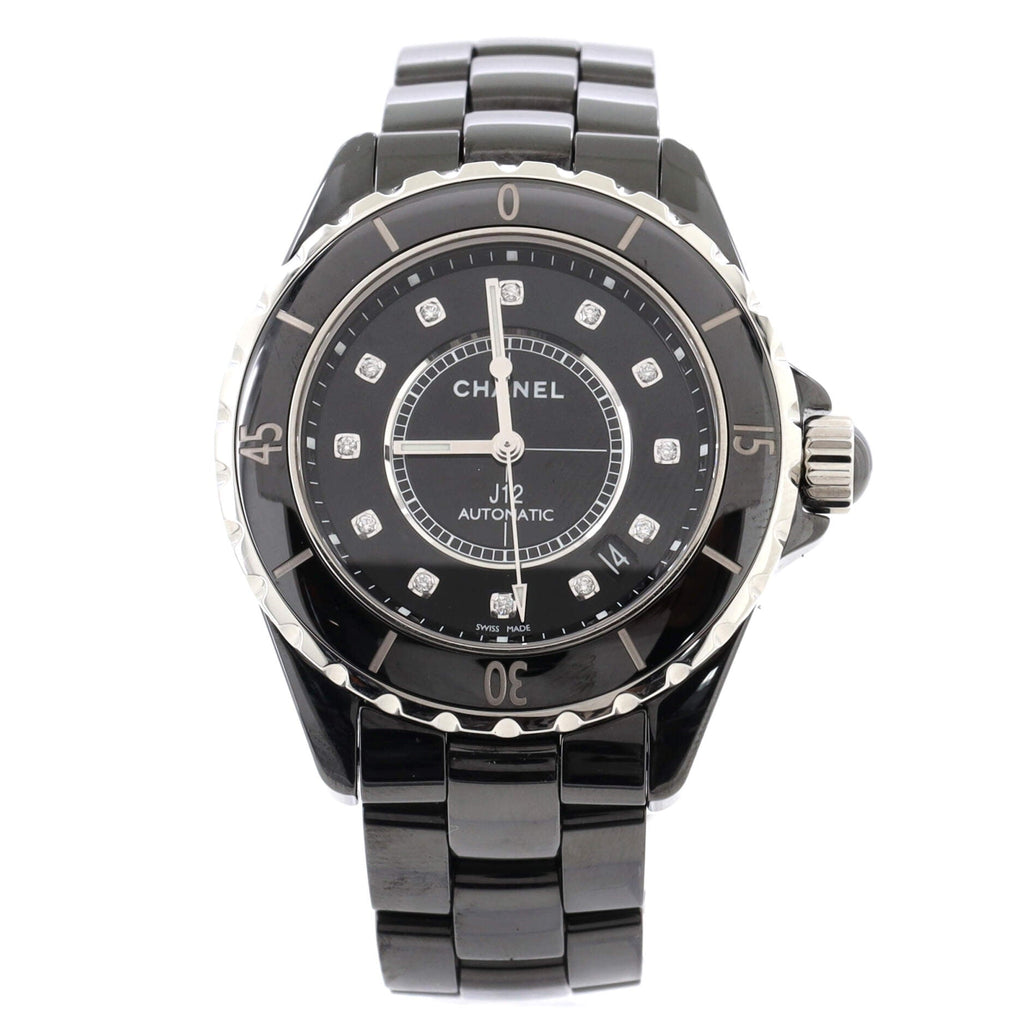 J12 Automatic Watch Ceramic and Stainless Steel with Diamond Markers 38