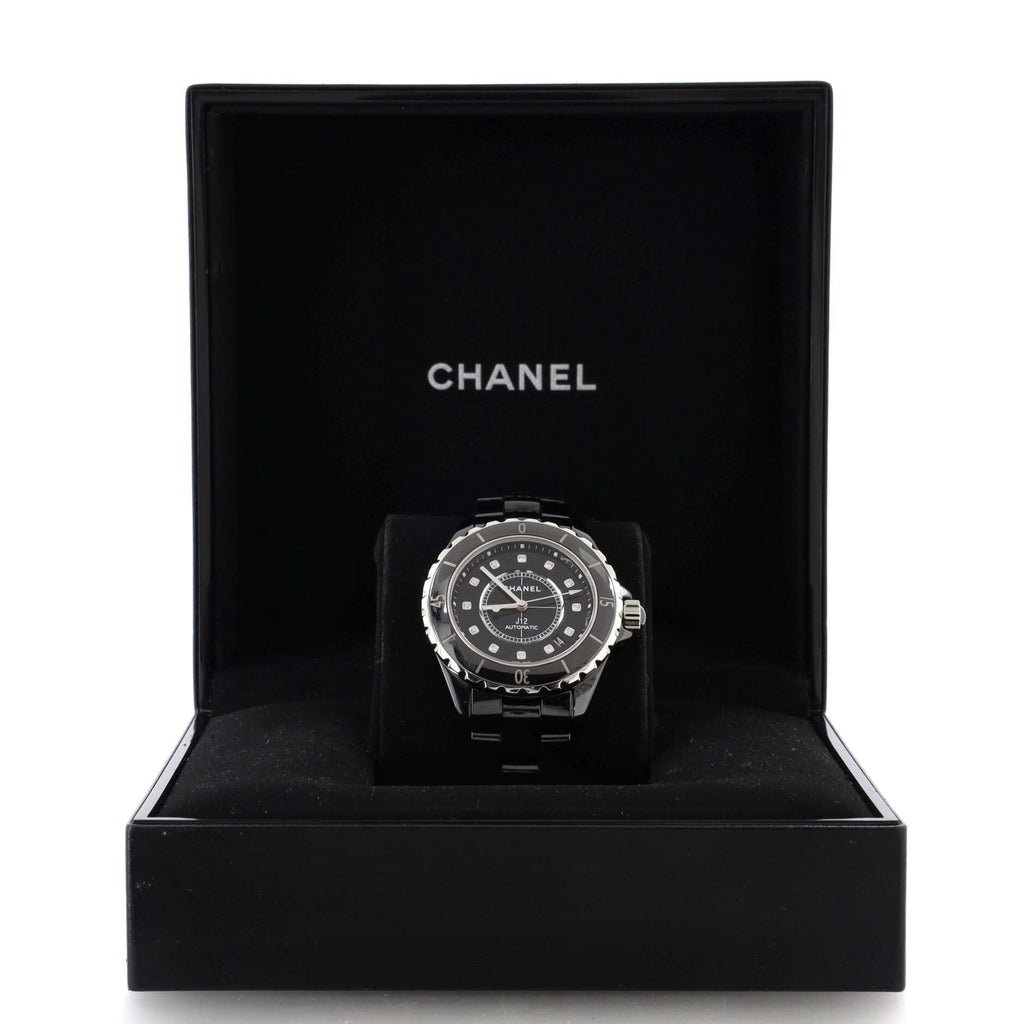 J12 Automatic Watch Ceramic and Stainless Steel with Diamond Markers 38