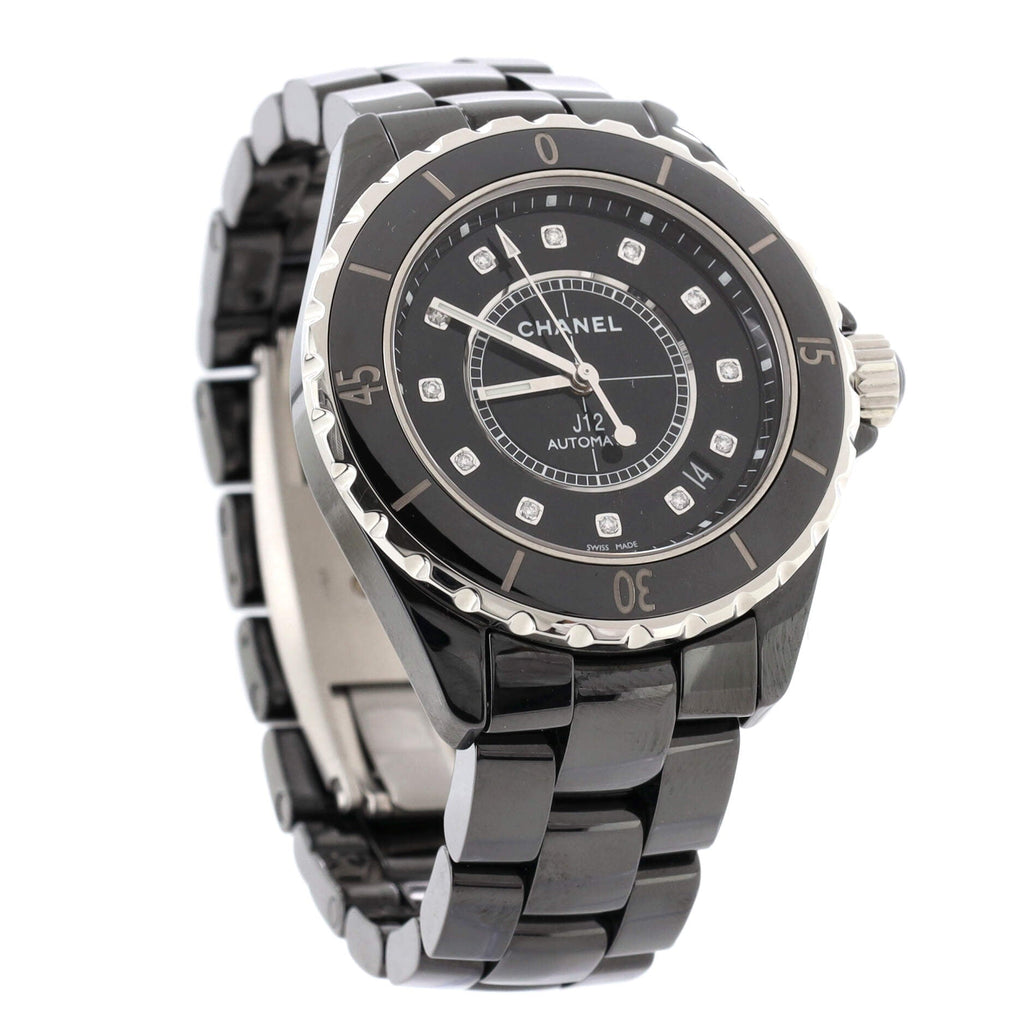 J12 Automatic Watch Ceramic and Stainless Steel with Diamond Markers 38