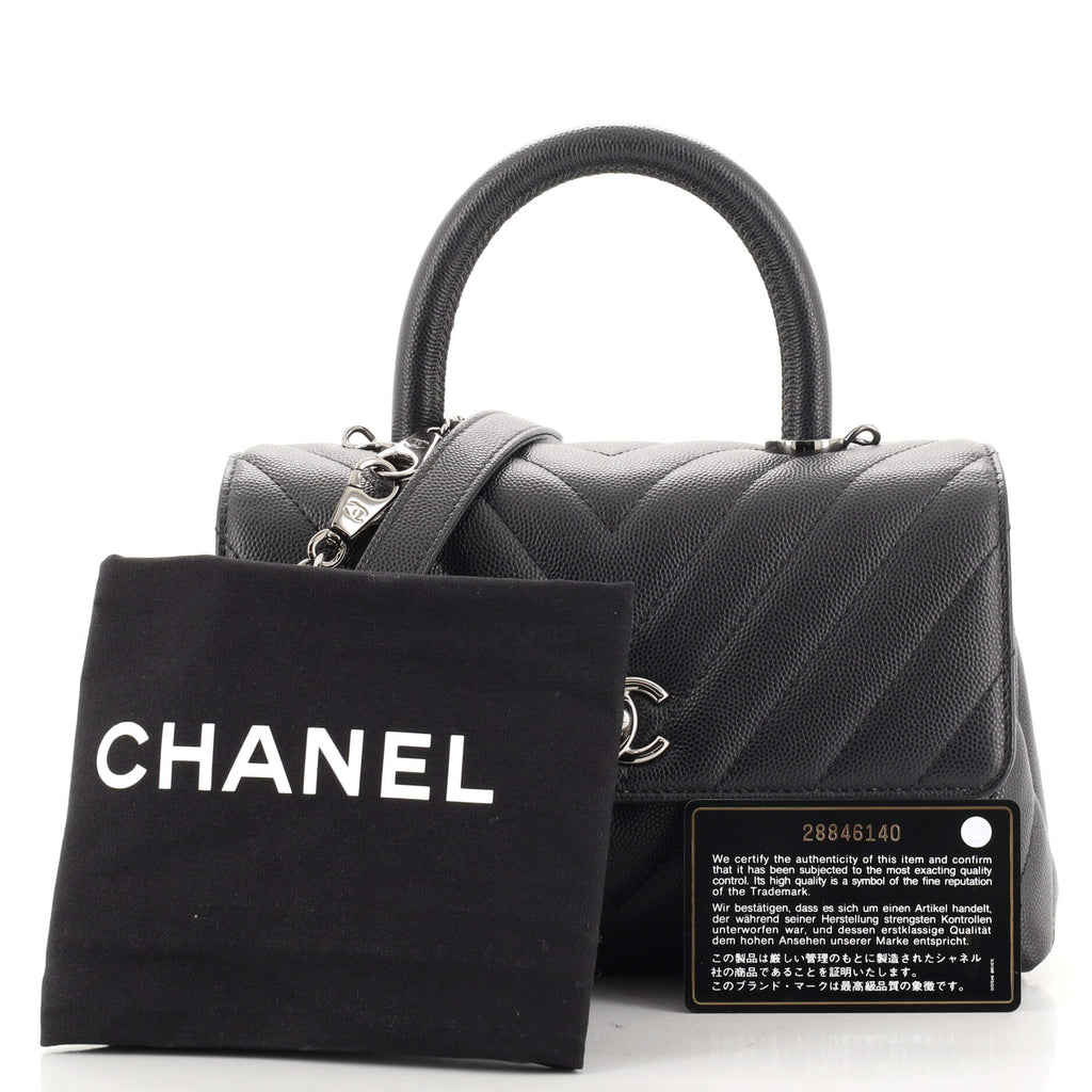 Coco Top Handle Bag Chevron Caviar Mini