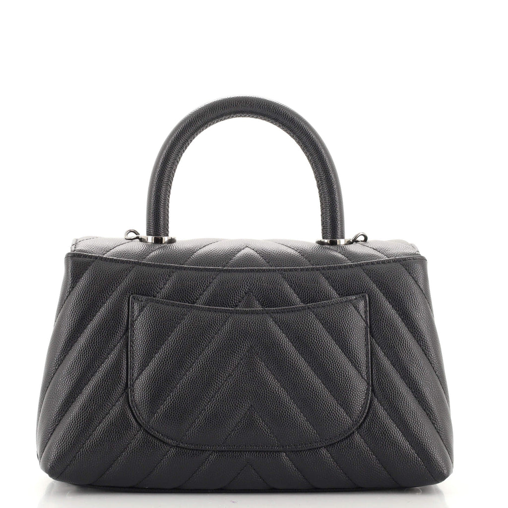 Coco Top Handle Bag Chevron Caviar Mini