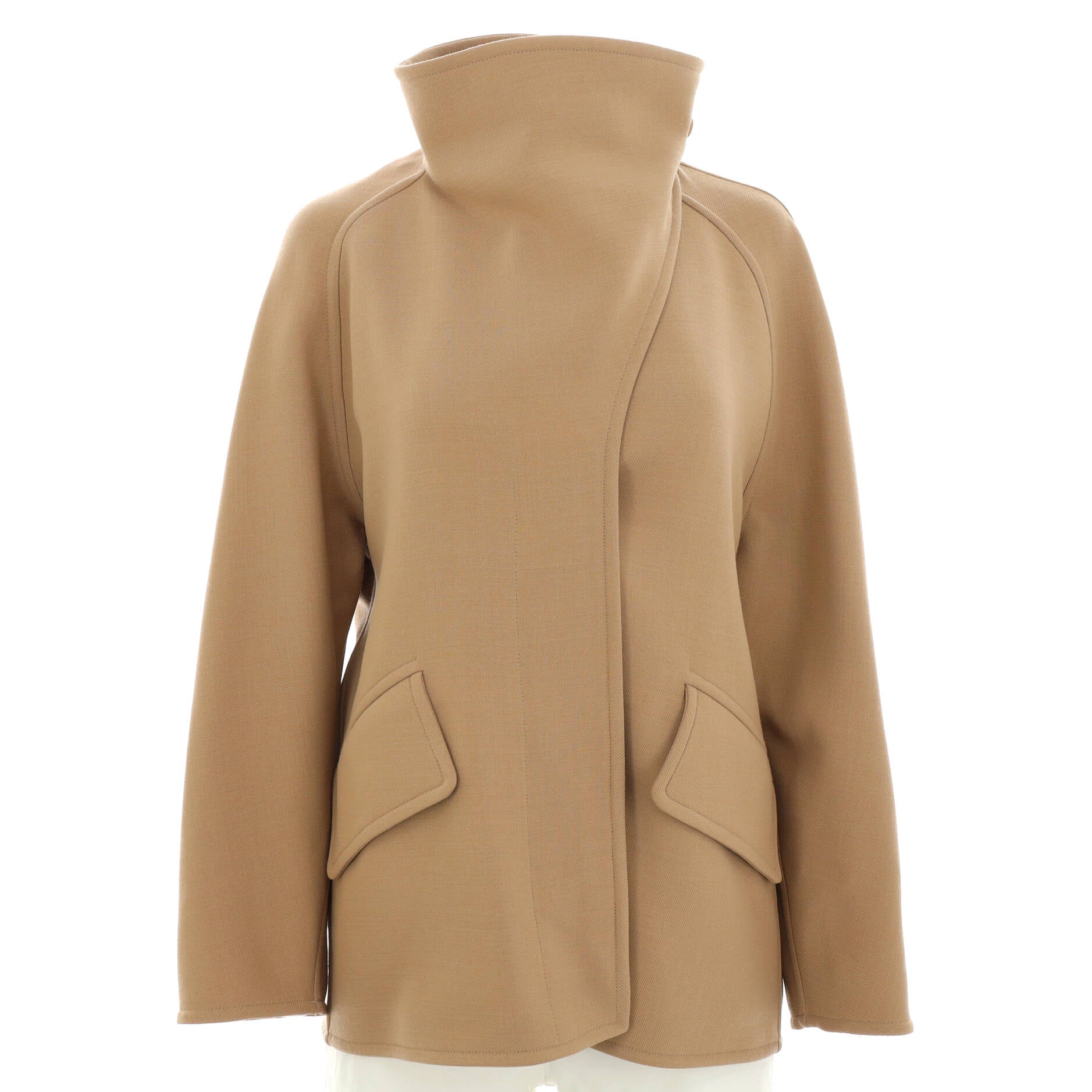 Women's High-Neck Double Pocket Jacket Wool