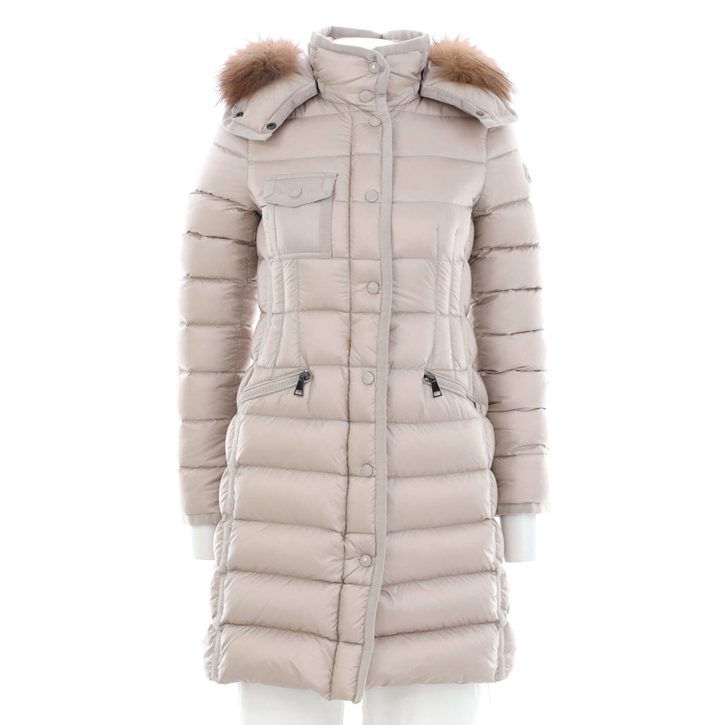 Women's Hermifur Hooded Puffer Coat Quilted Nylon with Down and Fur
