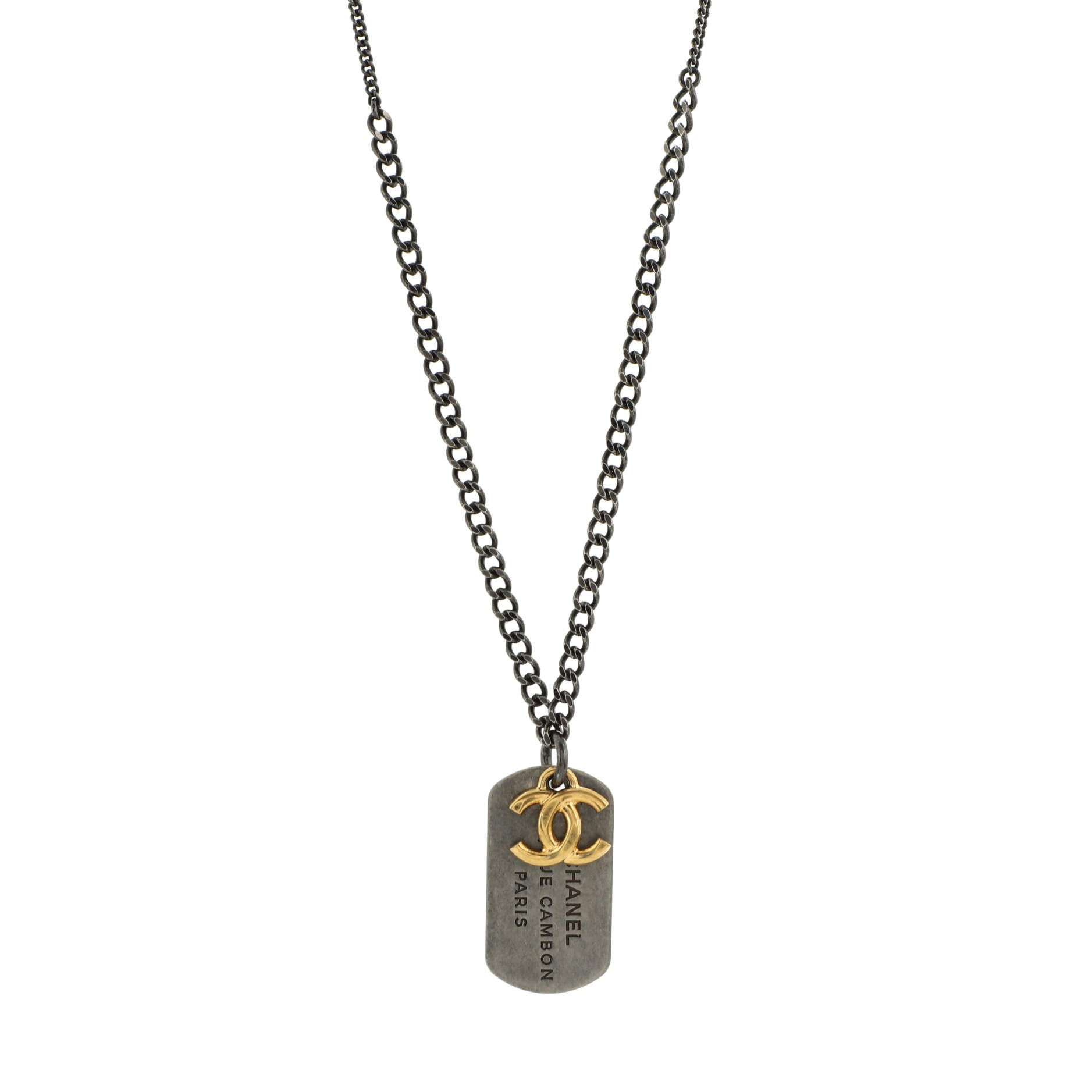 CC Dog Tag Pendant Necklace Metal