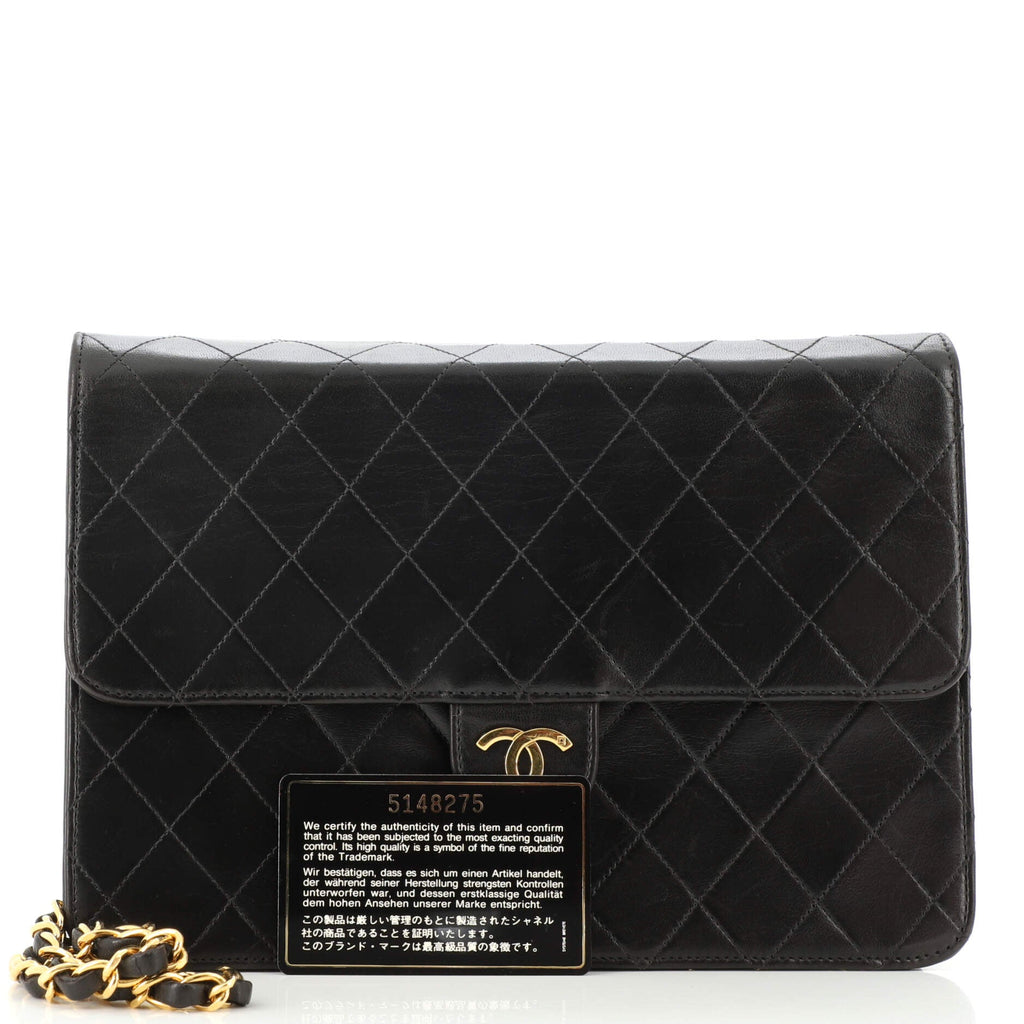 Vintage Clutch with Chain Quilted Leather Medium