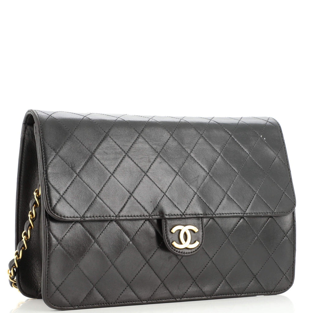 Vintage Clutch with Chain Quilted Leather Medium