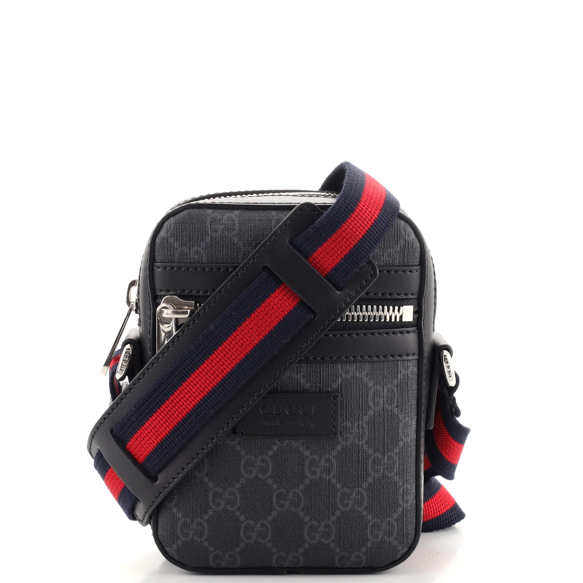Web Strap Front Zip Messenger Bag GG Coated Canvas Mini