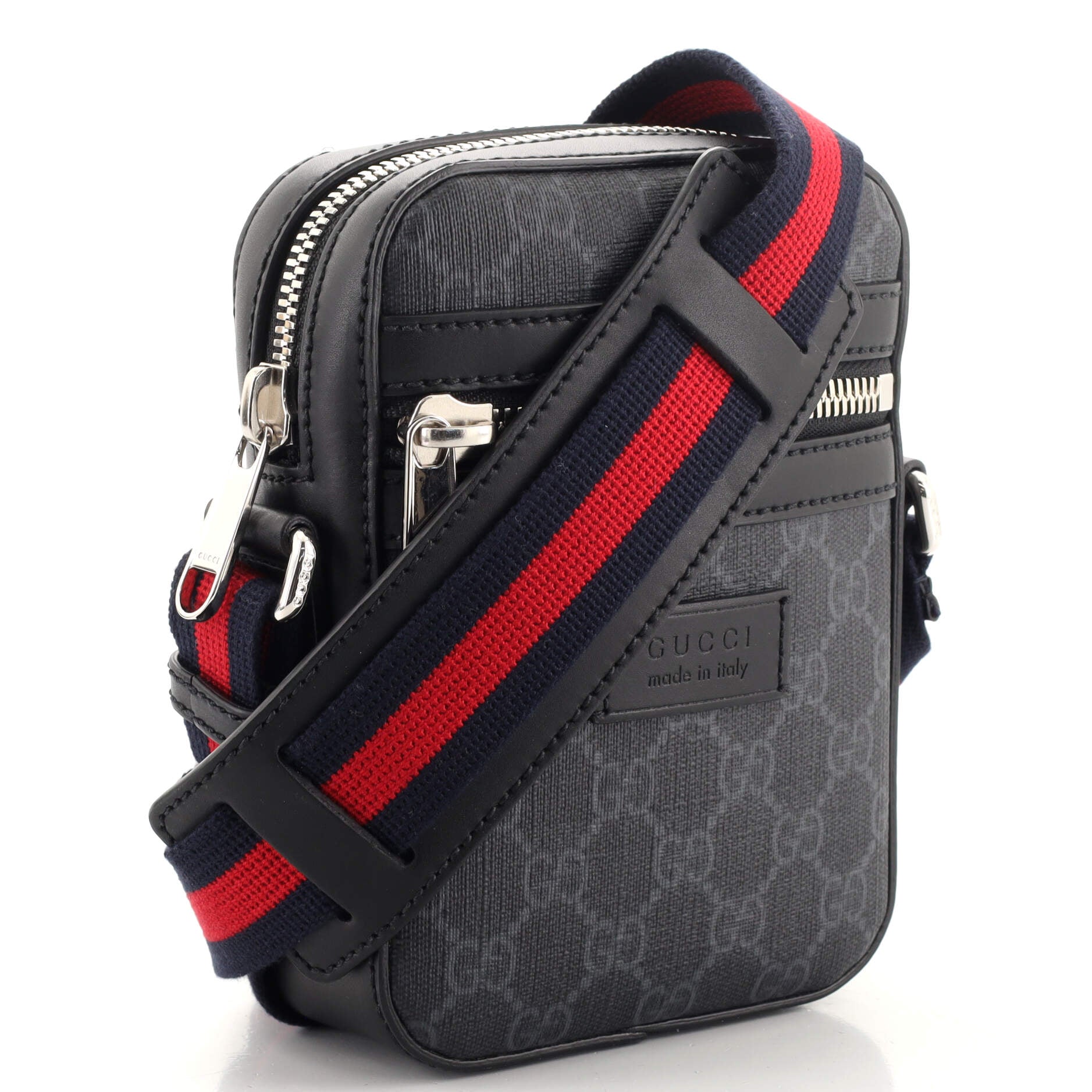 Web Strap Front Zip Messenger Bag GG Coated Canvas Mini