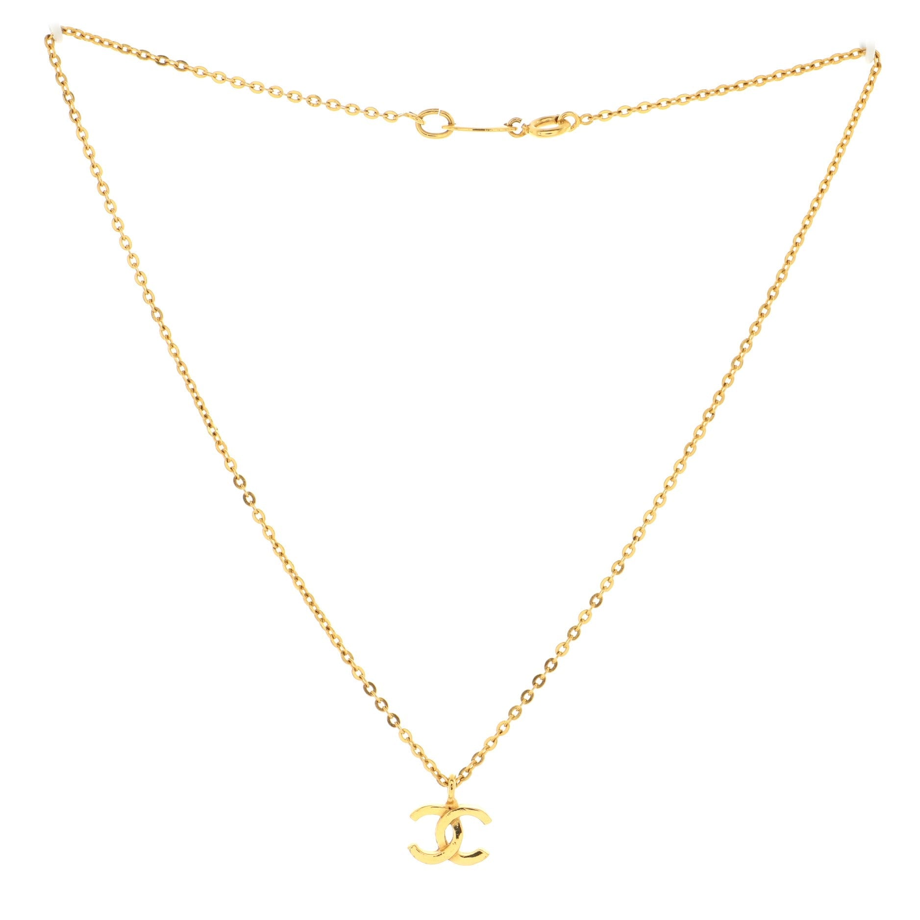 Vintage CC Pendant Necklace Metal
