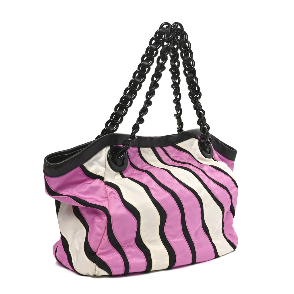 Tessuto Nylon Waves Chain Tote Pink Multicolor