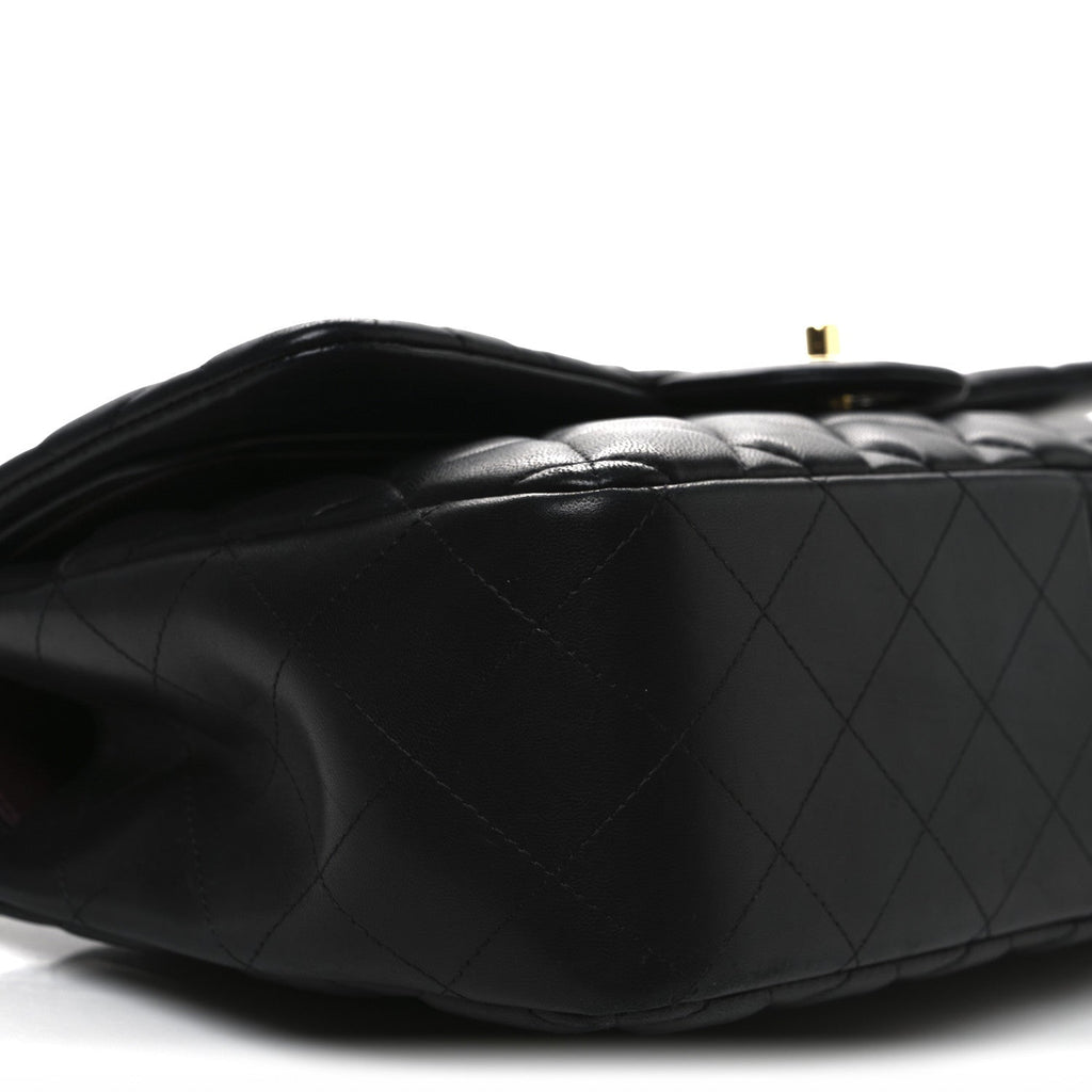 Lambskin Quilted Jumbo Double Flap Black