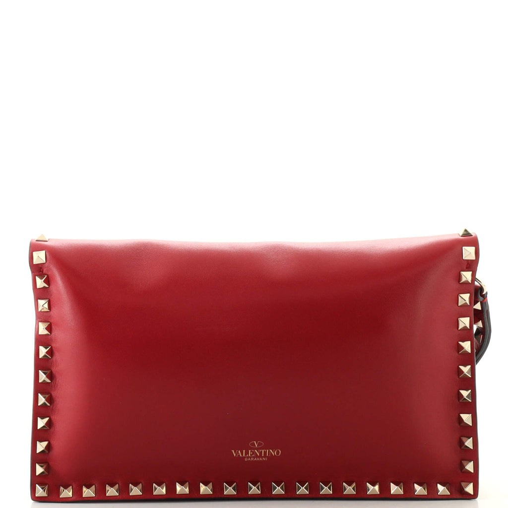Rockstud Flap Clutch Leather