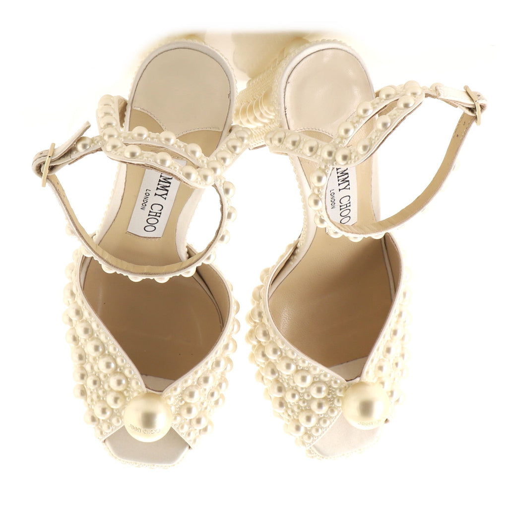 Women's Sacaria Heeled Sandals Pearl Embellished Satin