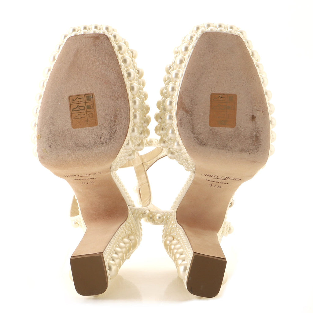 Women's Sacaria Heeled Sandals Pearl Embellished Satin