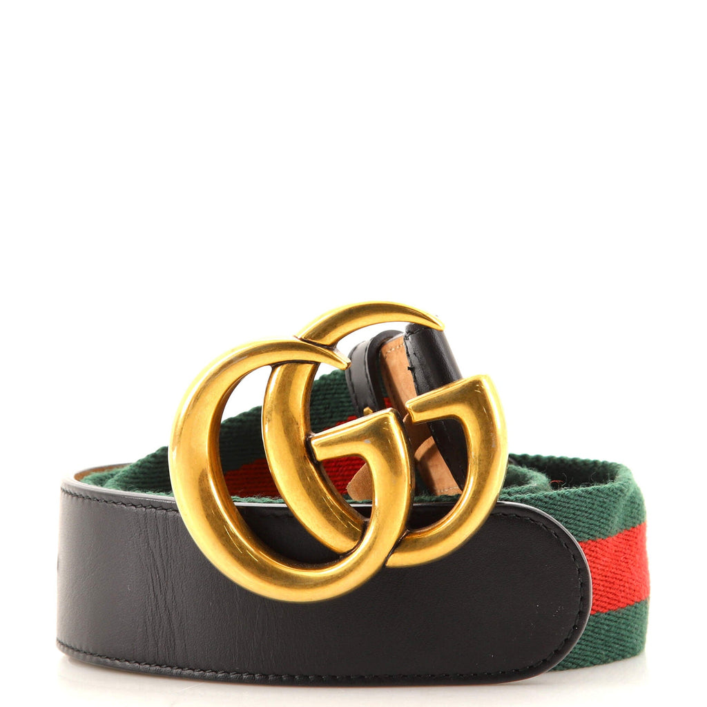 GG Marmont Web Belt Canvas and Leather Wide 85