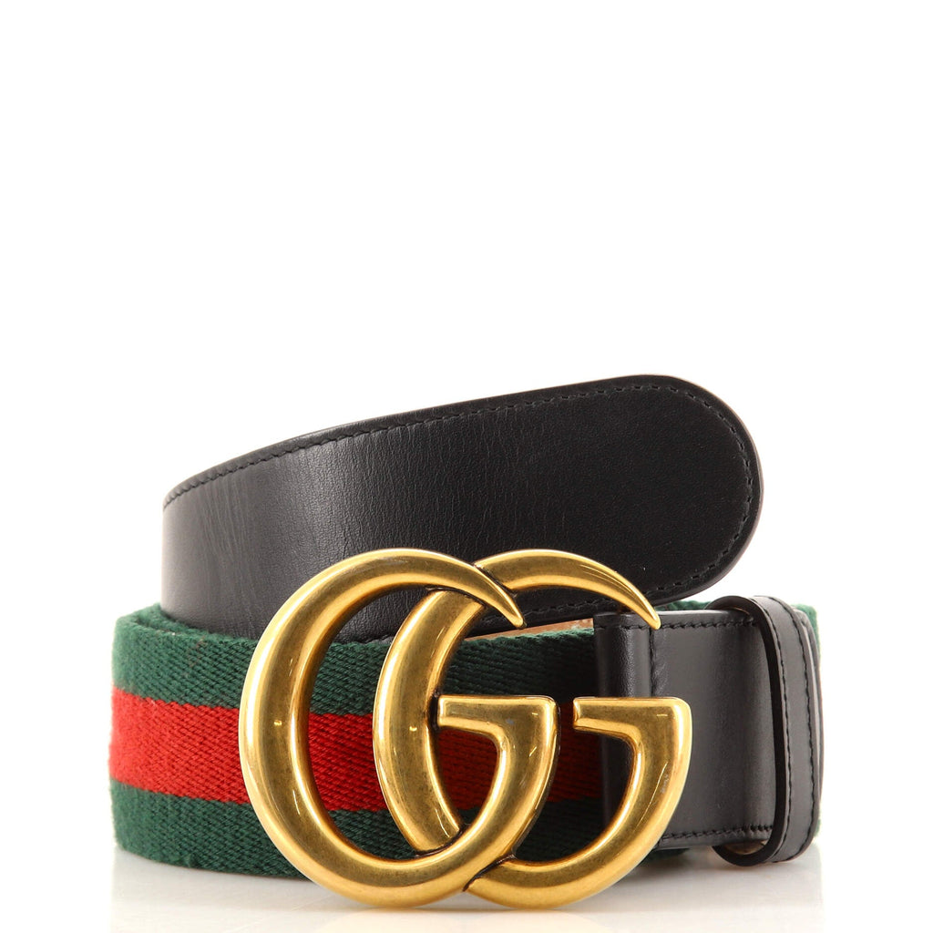 GG Marmont Web Belt Canvas and Leather Wide 85
