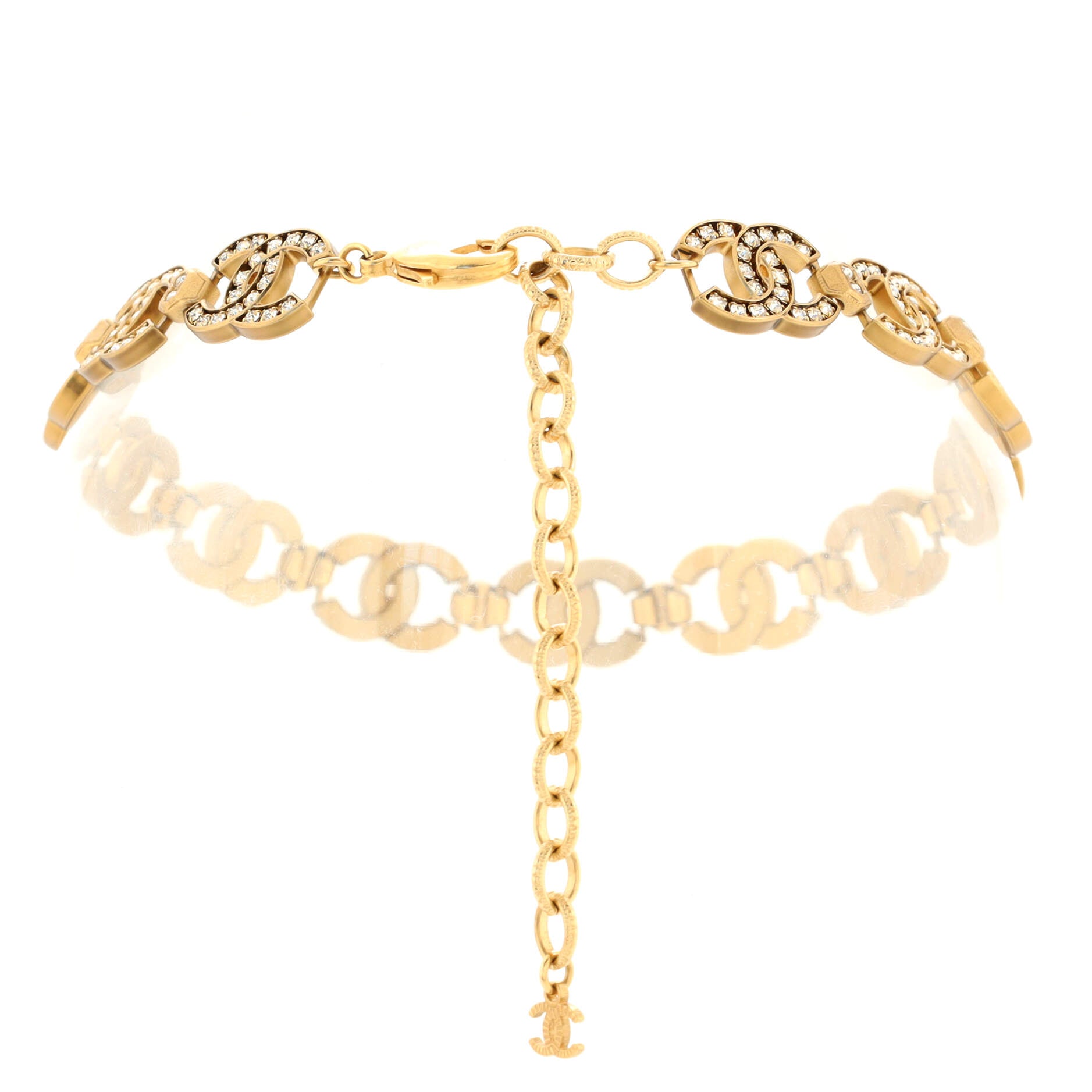 CC Link Choker Necklace Metal with Crystals