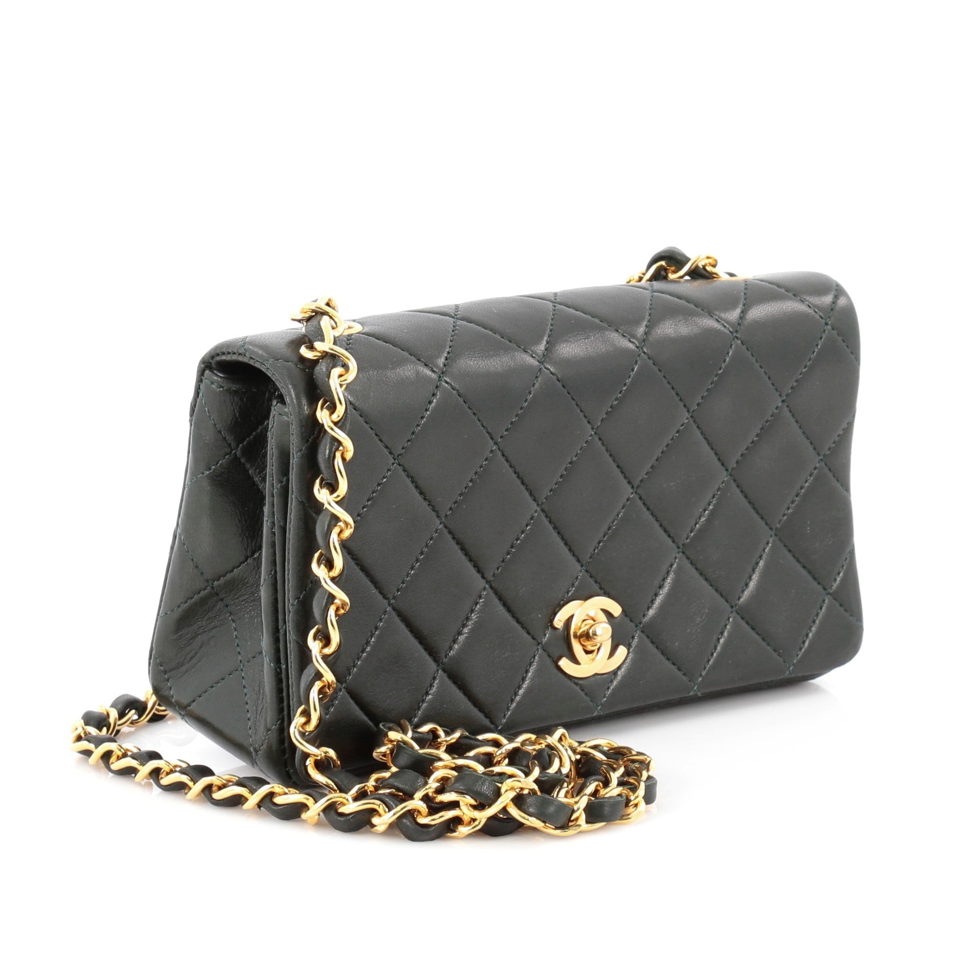Vintage 3 Way Full Flap Bag Quilted Lambskin Mini