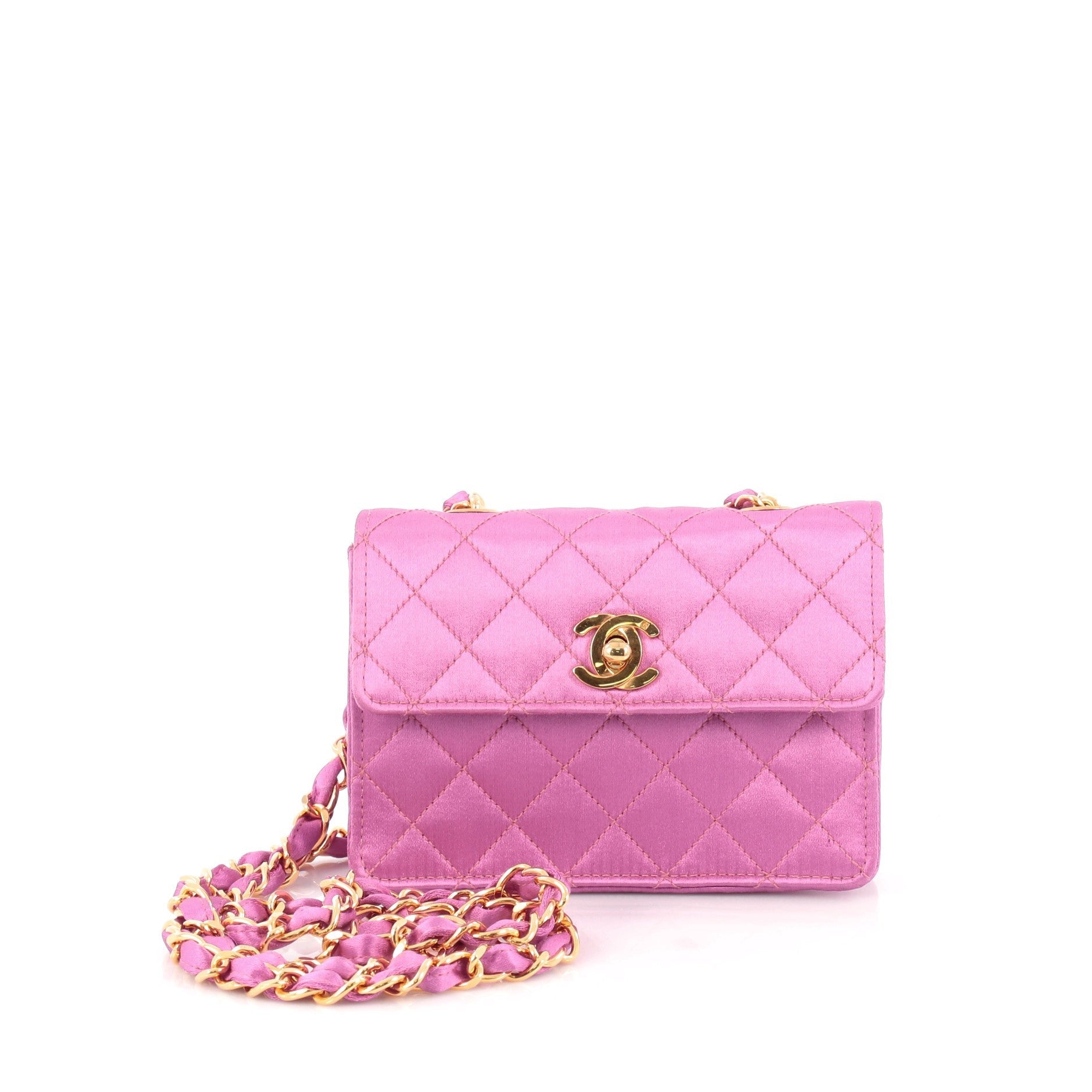 Vintage CC Chain Flap Bag Quilted Satin Mini