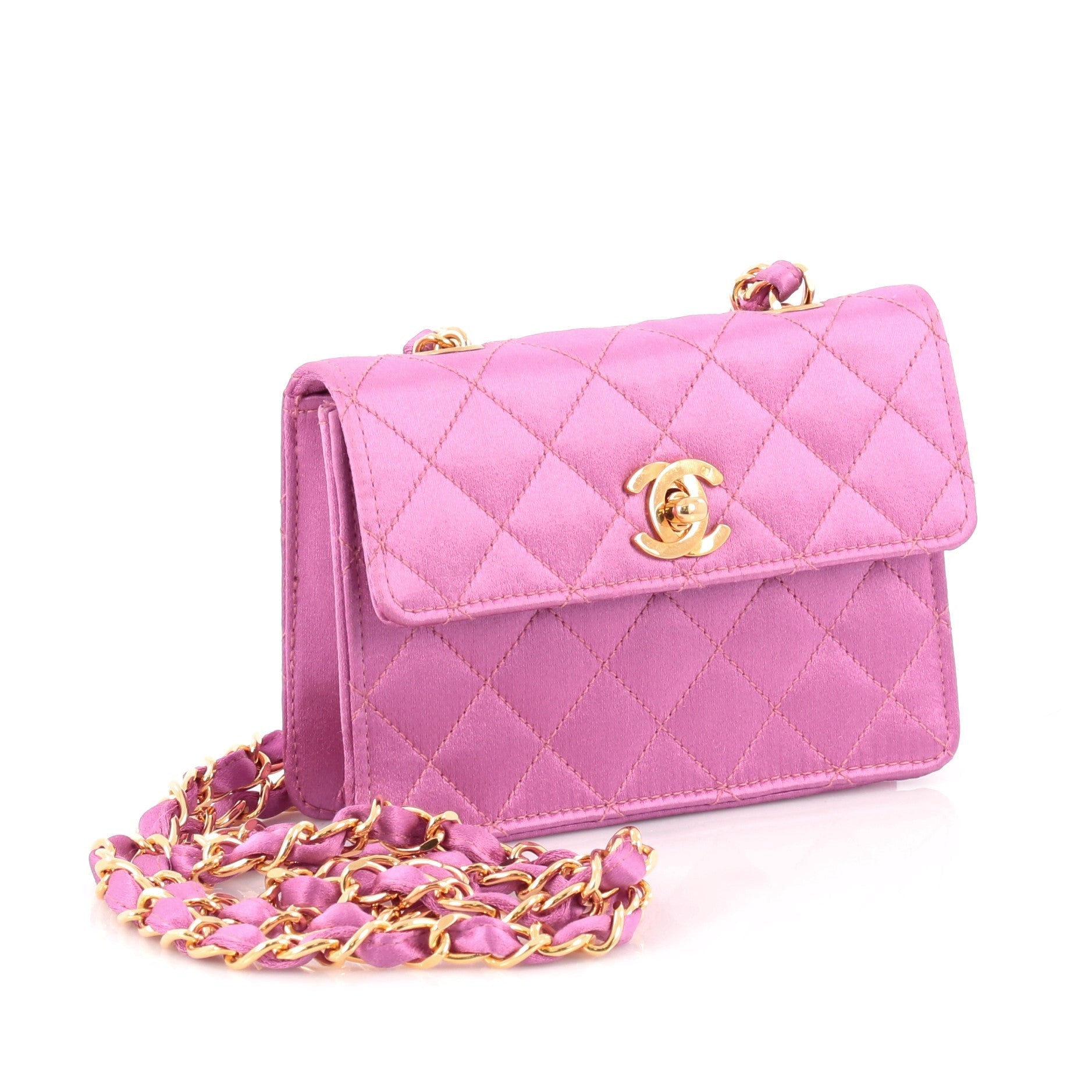 Vintage CC Chain Flap Bag Quilted Satin Mini