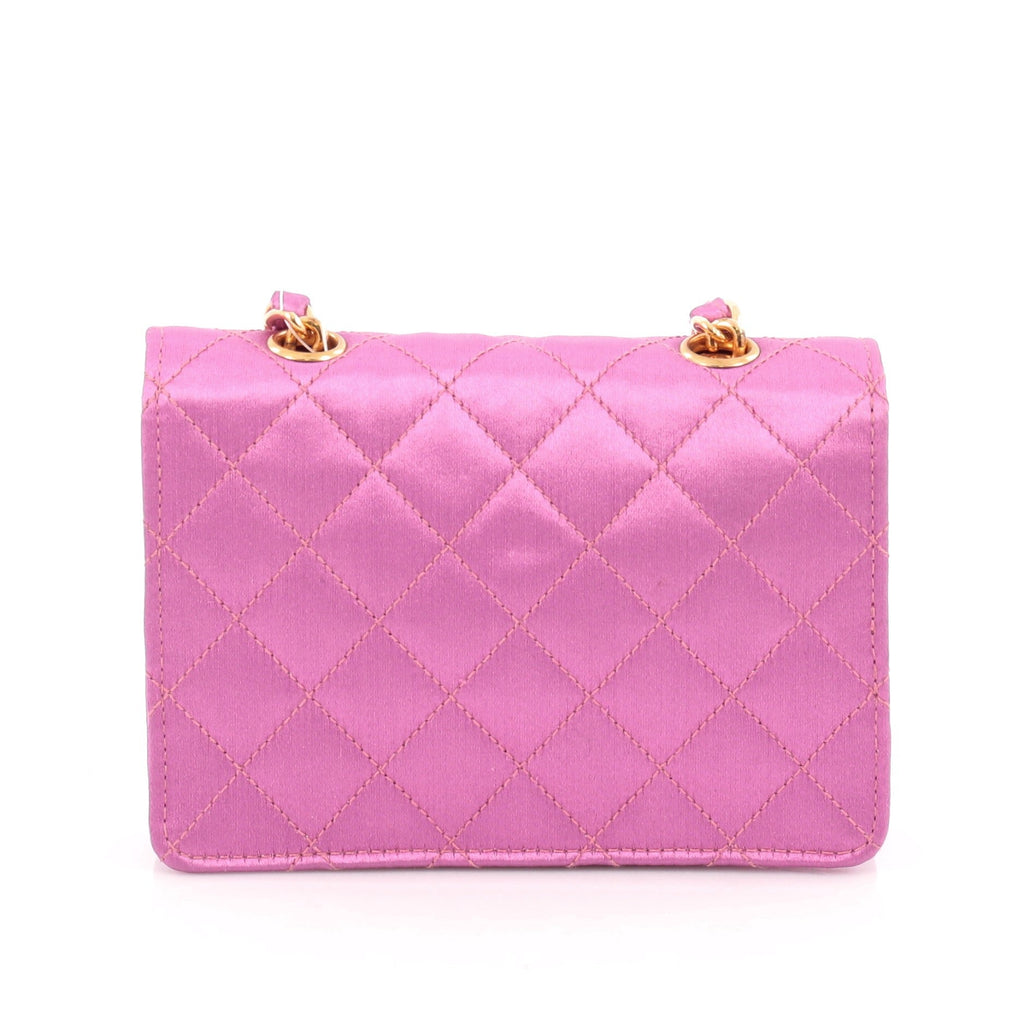 Vintage CC Chain Flap Bag Quilted Satin Mini