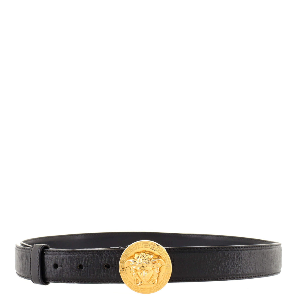 Classic Medusa Round Buckle Belt Leather Wide 85