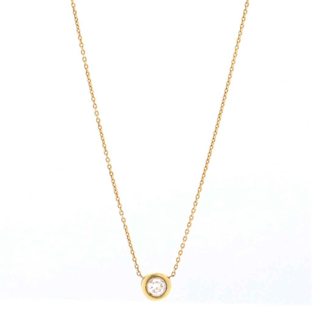 Diamond Bezel Pendant Necklace 18K Yellow Gold and Diamond