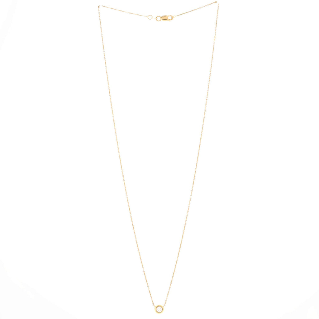 Diamond Bezel Pendant Necklace 18K Yellow Gold and Diamond