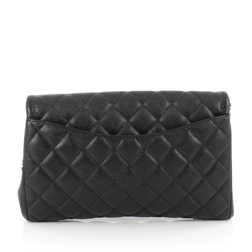 Clutch with Chain Quilted Caviar
