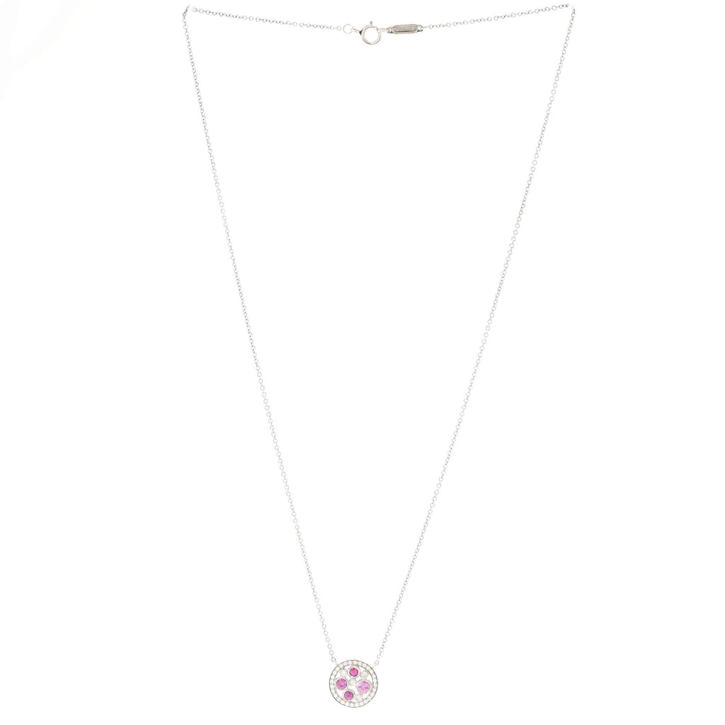 Cobblestone Pendant Necklace Platinum with Diamonds and Pink Sapphires