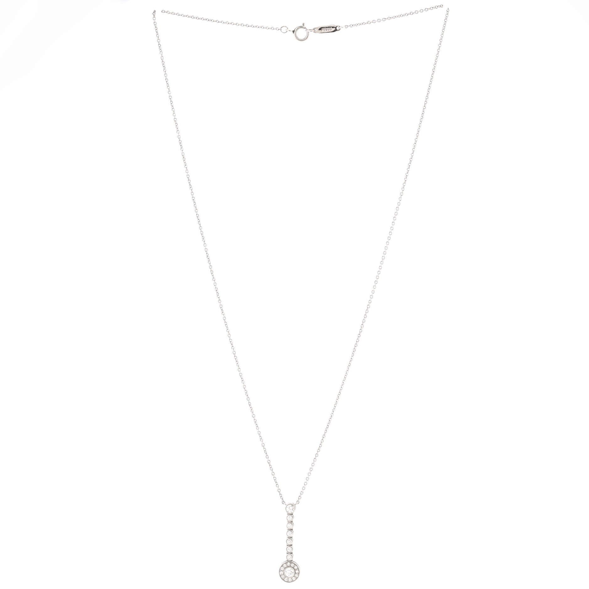 Circlet Pendant Necklace Platinum with Diamonds Long