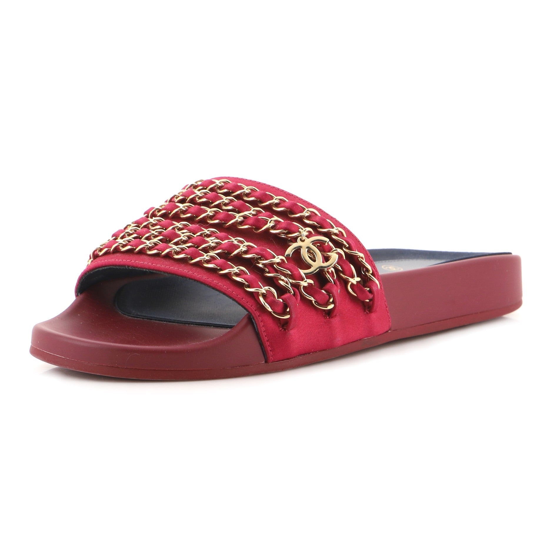 Women's CC Chain Slide Sandals Satin