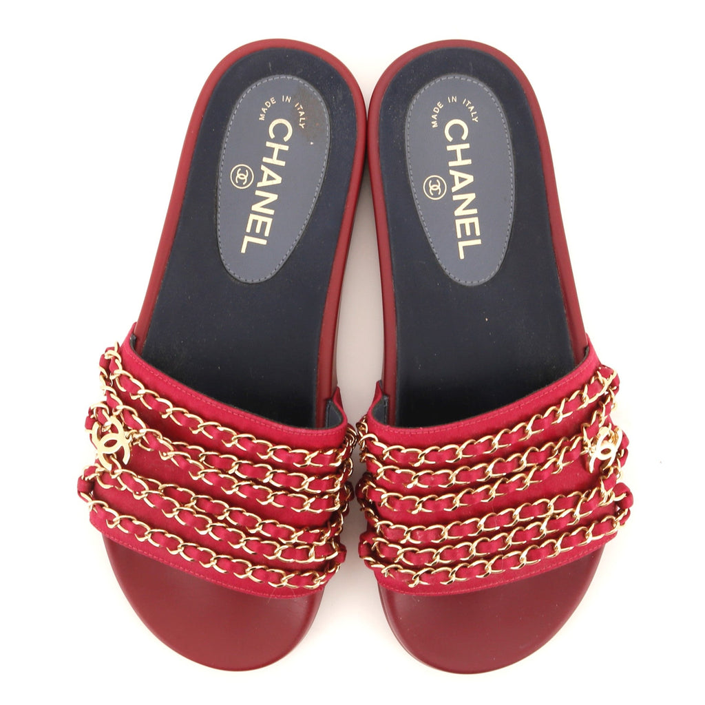 Women's CC Chain Slide Sandals Satin