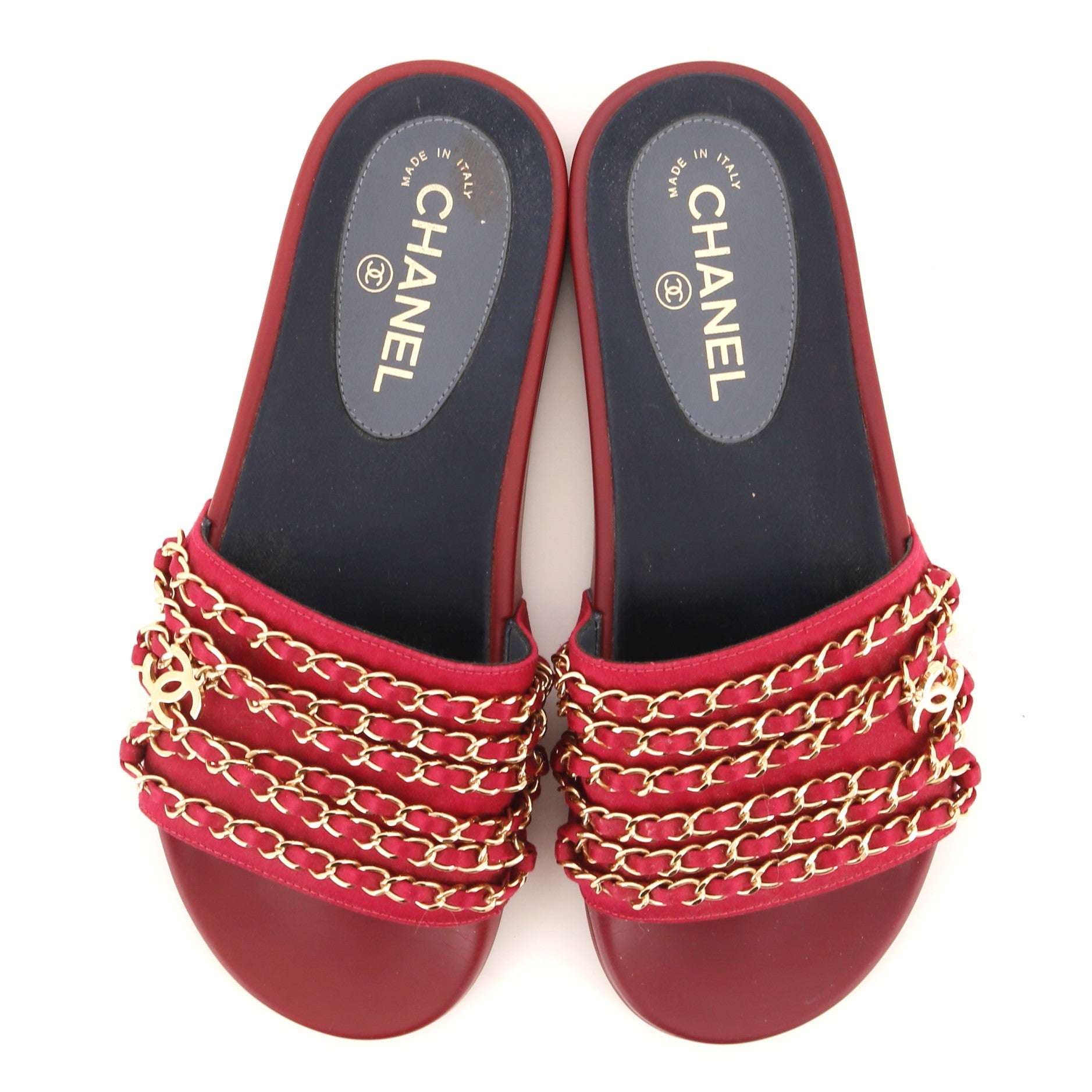 Women's CC Chain Slide Sandals Satin