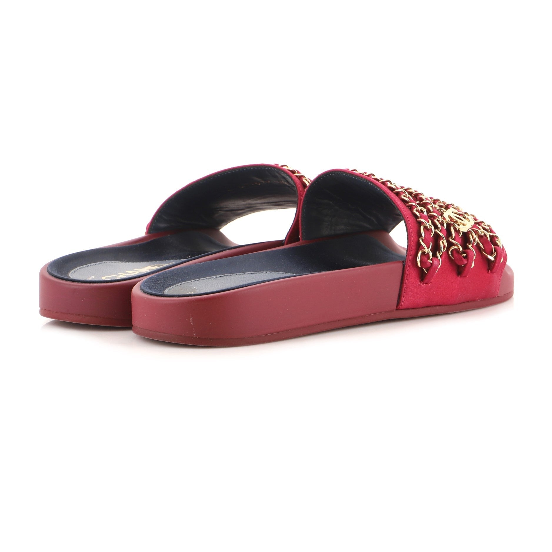 Women's CC Chain Slide Sandals Satin