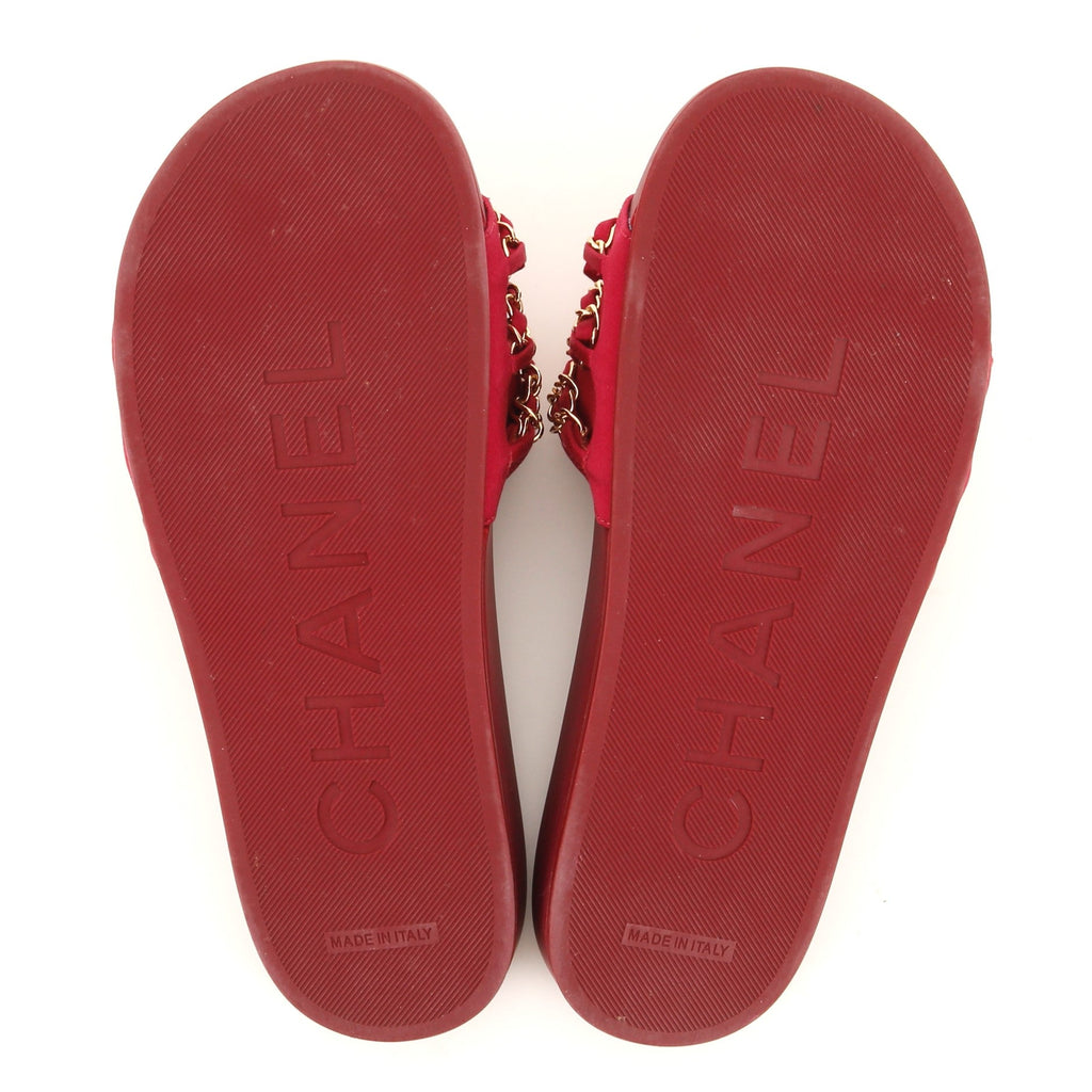 Women's CC Chain Slide Sandals Satin