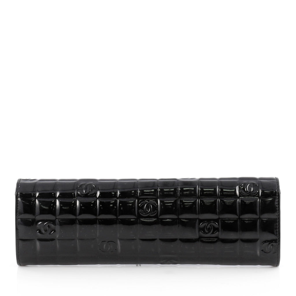 Chain Wrap Chocolate Bar Clutch Quilted Patent