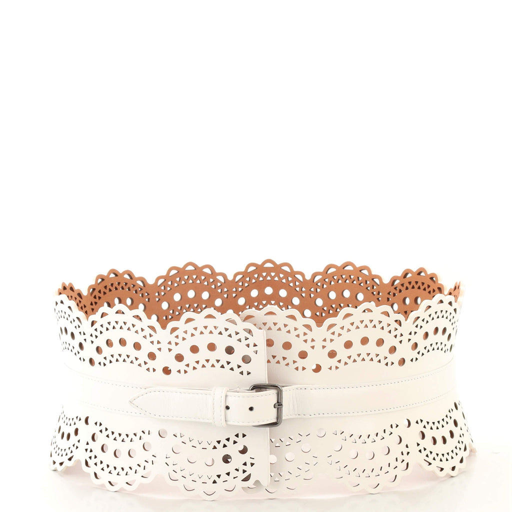 Waist Belt Laser Cut Leather Wide 75