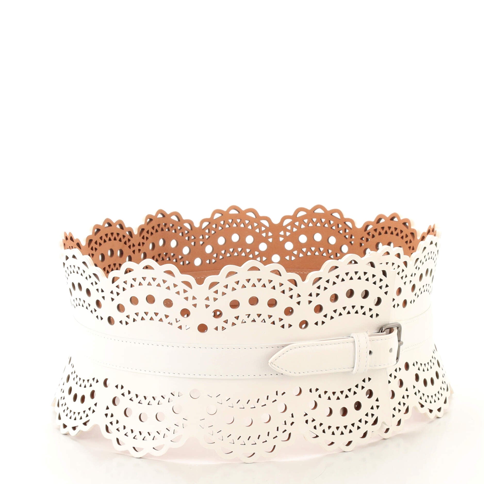 Waist Belt Laser Cut Leather Wide 75