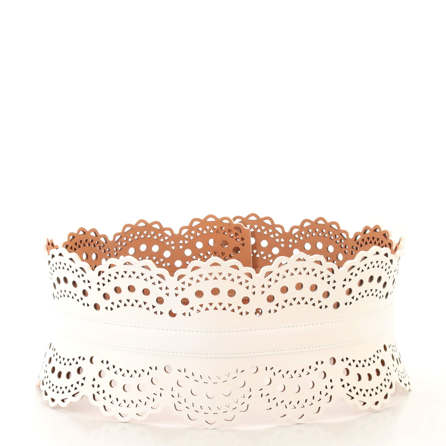 Waist Belt Laser Cut Leather Wide 75