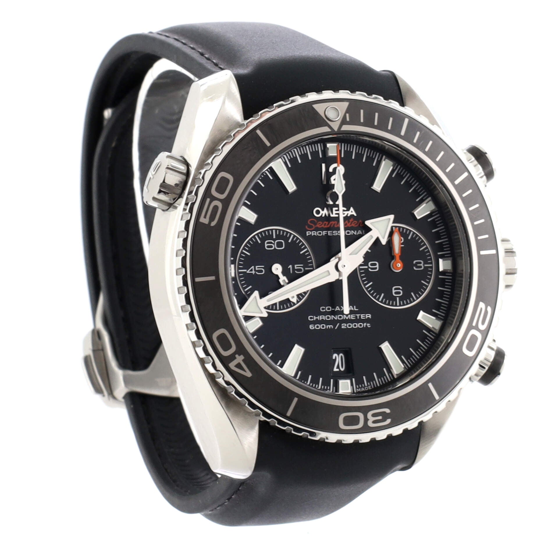 Seamaster Professional Planet Ocean 600M Co-Axial Chronometer Chronograph Automatic Watch Stainless Steel and Rubber 45.5