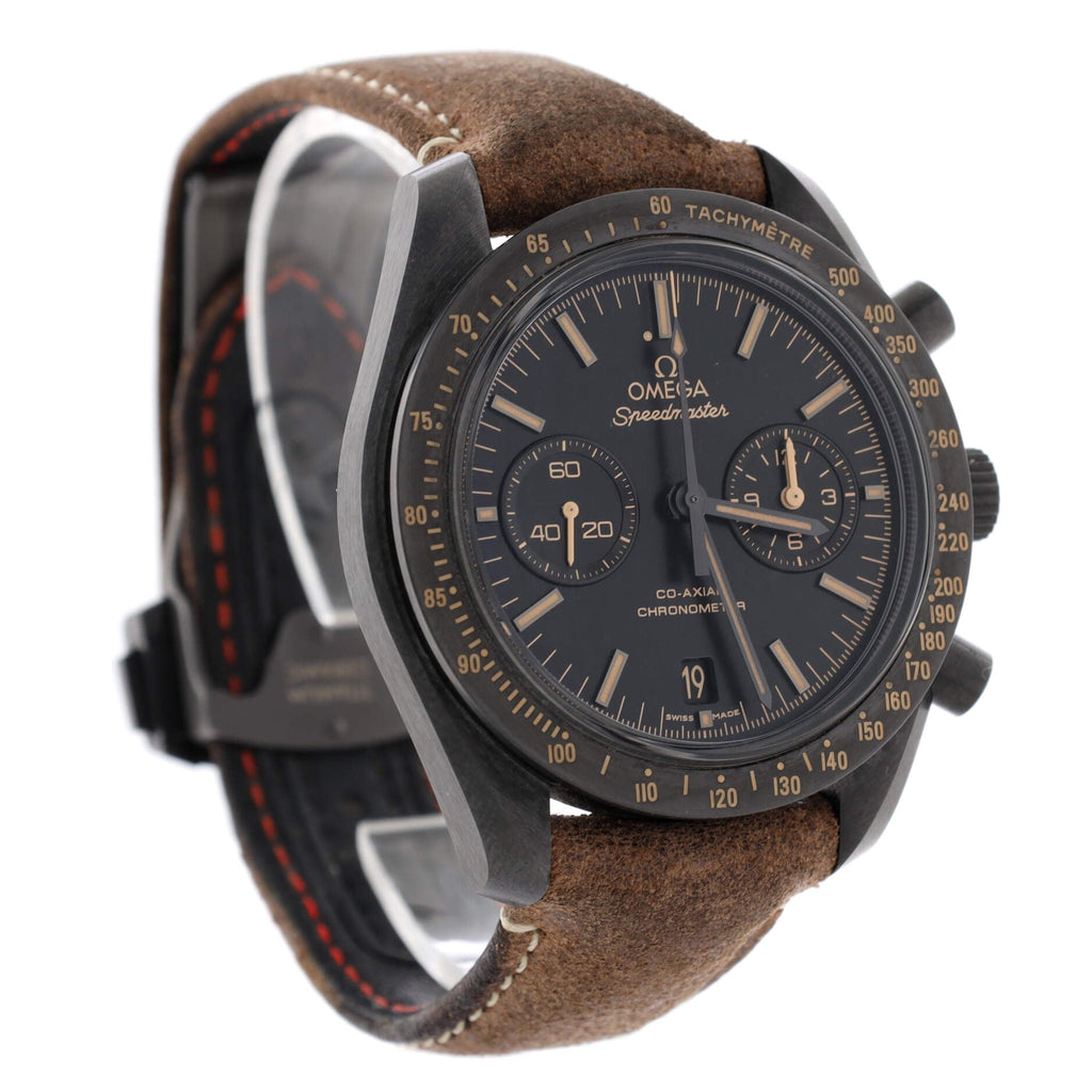 Speedmaster Professional Moonwatch Dark Side Of The Moon Co-Axial Chronometer Chronograph Automatic Watch Ceramic and Leather 44