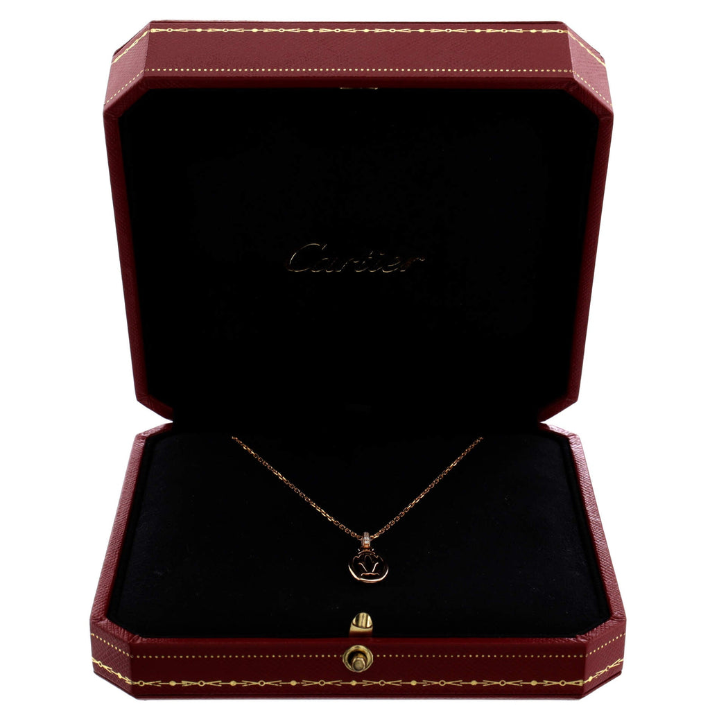 Logo Double C Pendant Necklace 18K Rose Gold with Diamonds