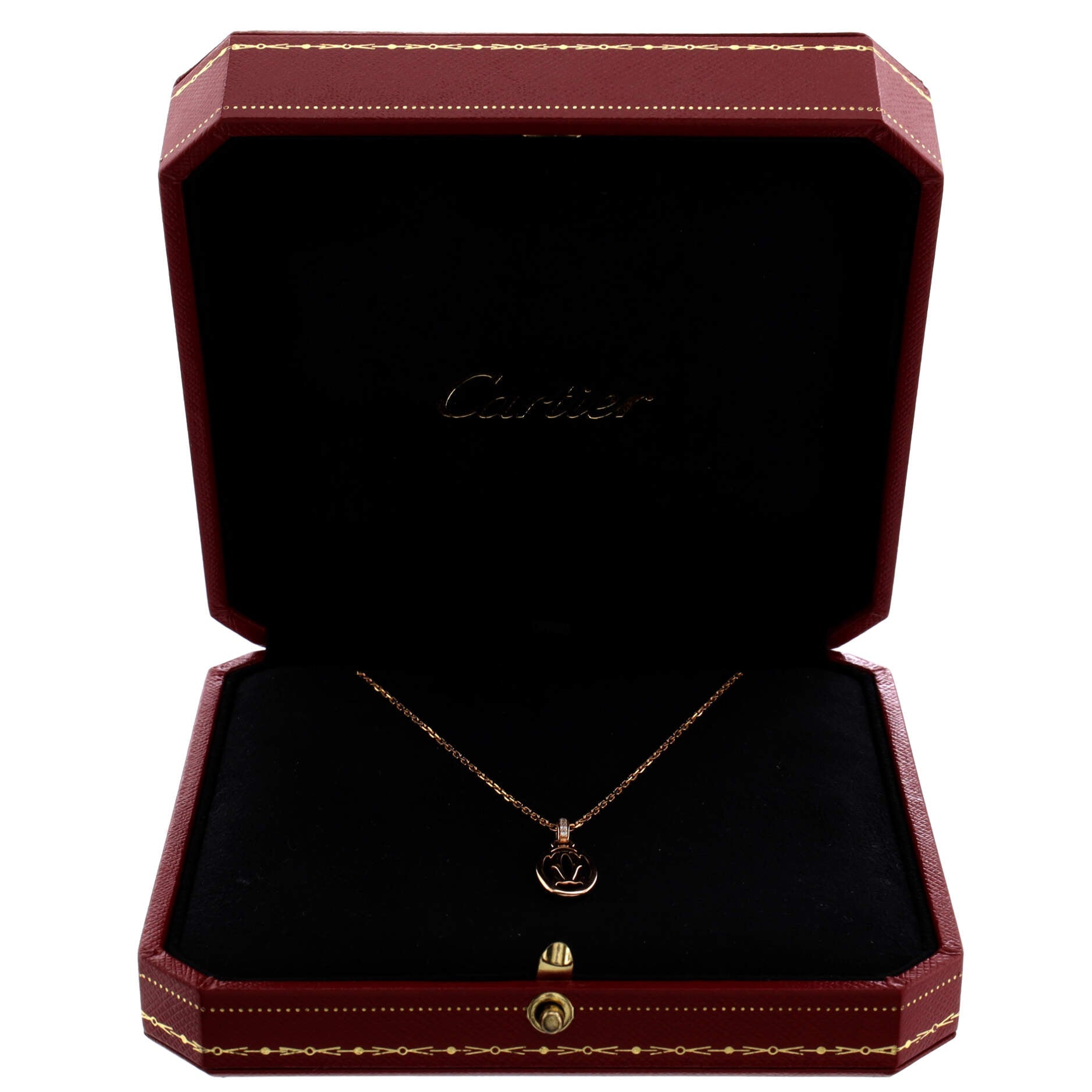 Logo Double C Pendant Necklace 18K Rose Gold with Diamonds