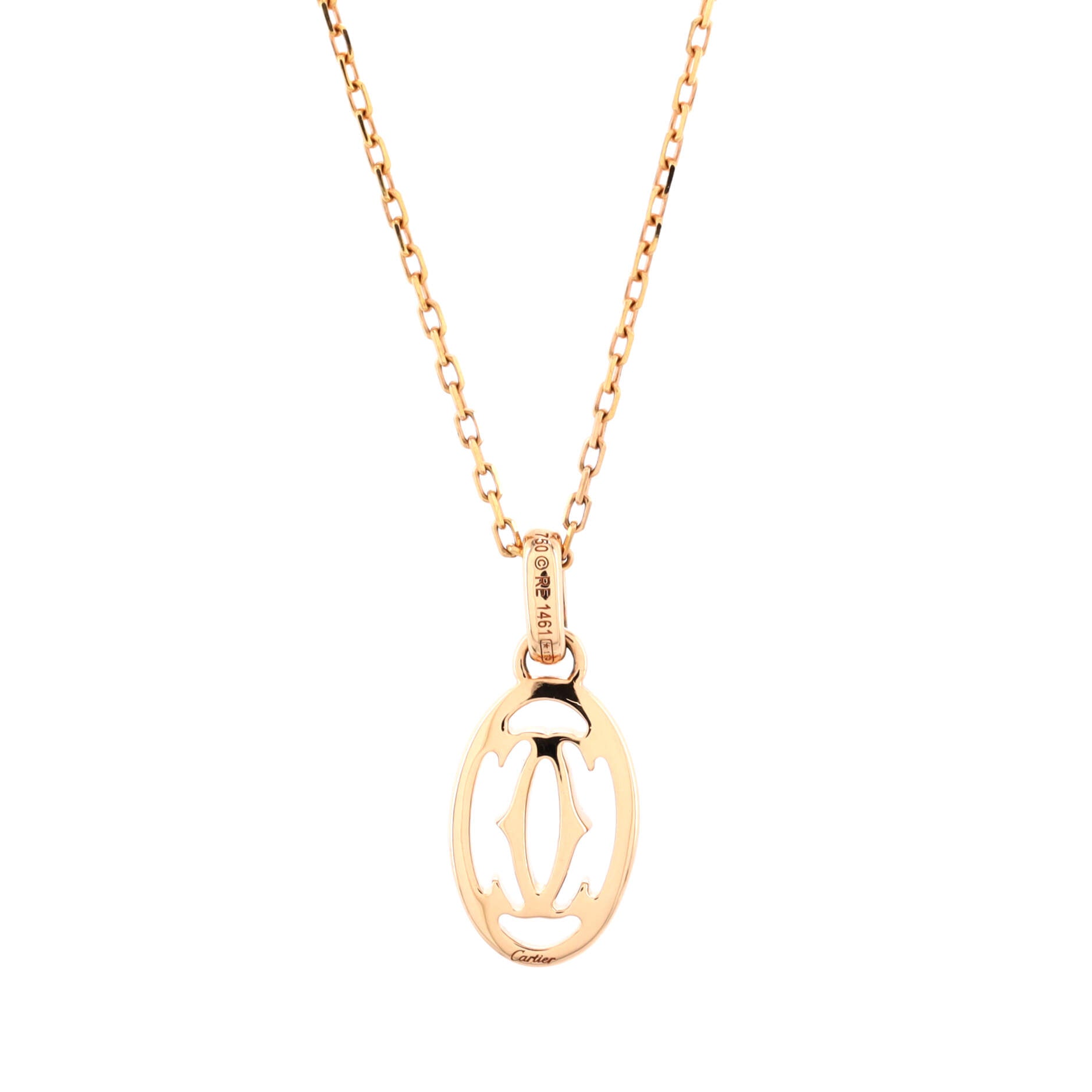 Logo Double C Pendant Necklace 18K Rose Gold with Diamonds